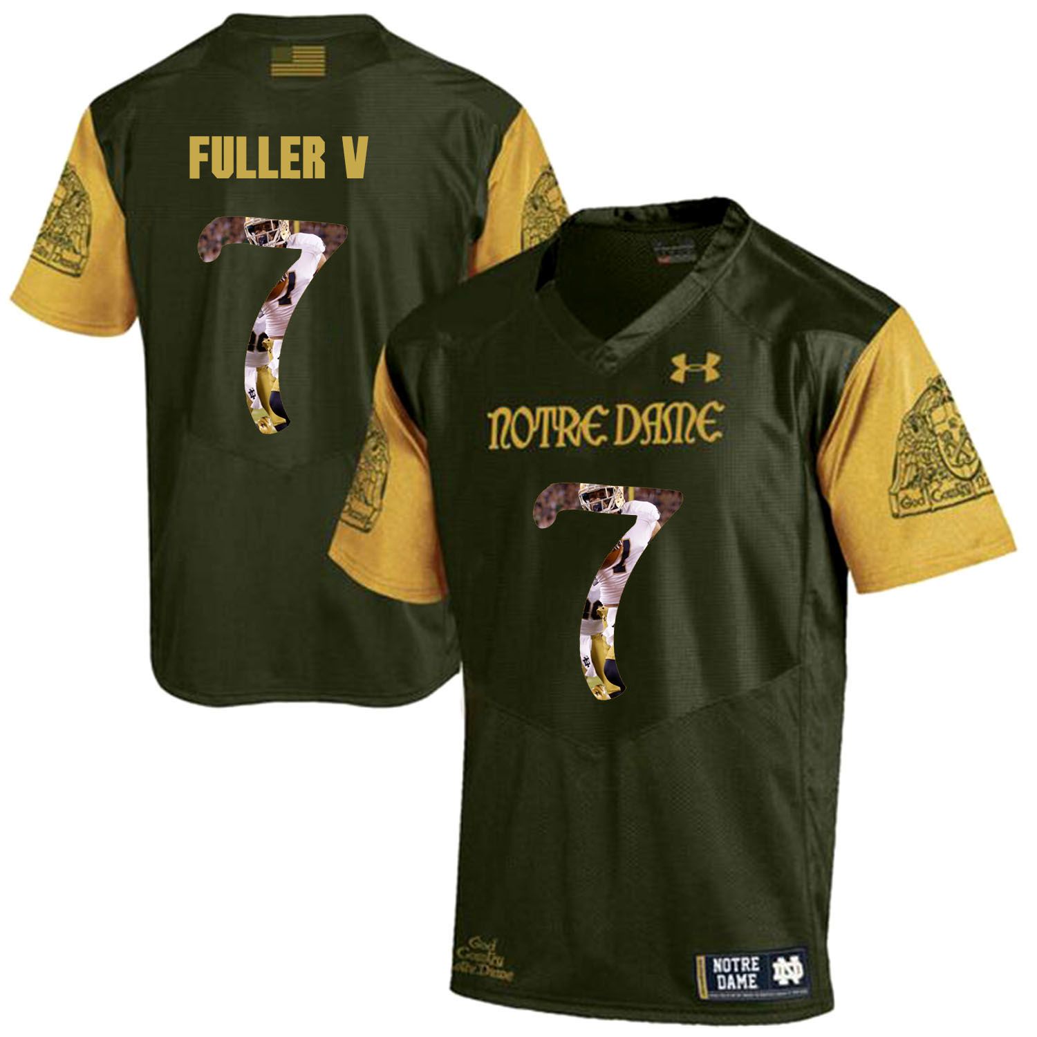 Men Norte Dame Fighting Irish 7 Fuller v Green Fashion Edition Customized NCAA Jerseys